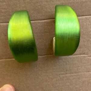 COPY - ALEXIS BITTAR • Luminous grass green Lucite Hoop Earrings